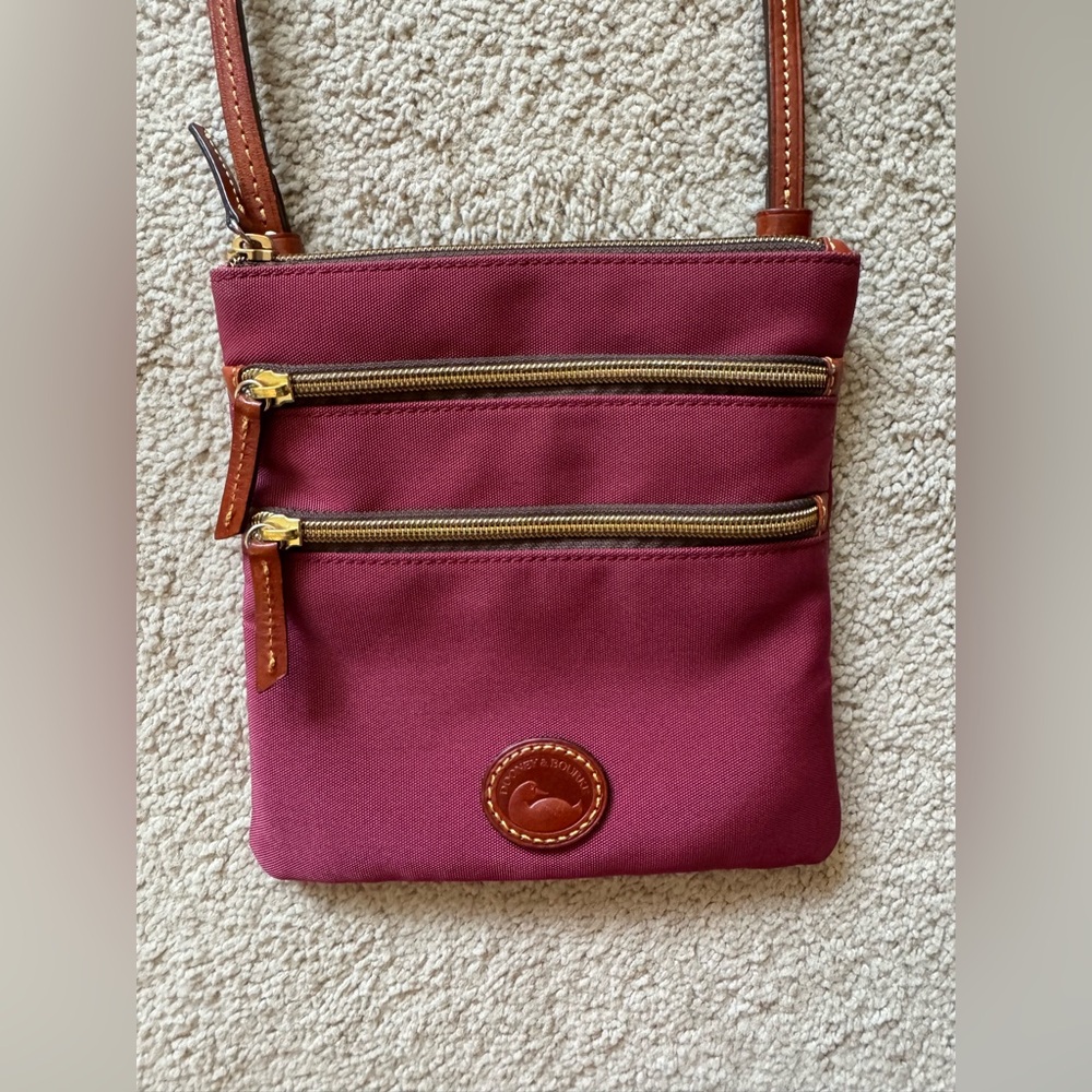 Dooney & Bourke Burgundy Nylon North South Triple Zip